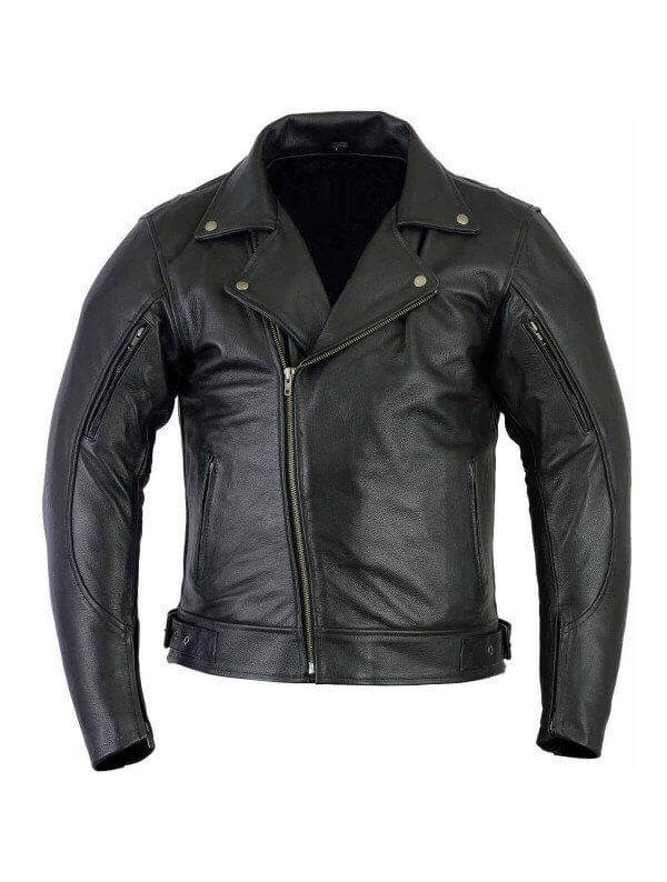  Blouson  Moto  Cuir Perfecto Veste Sans Boucle Custom  